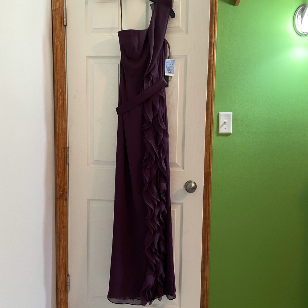 David’s Bridal Vera Wang Chiffon 1 Shoulder Ruffle